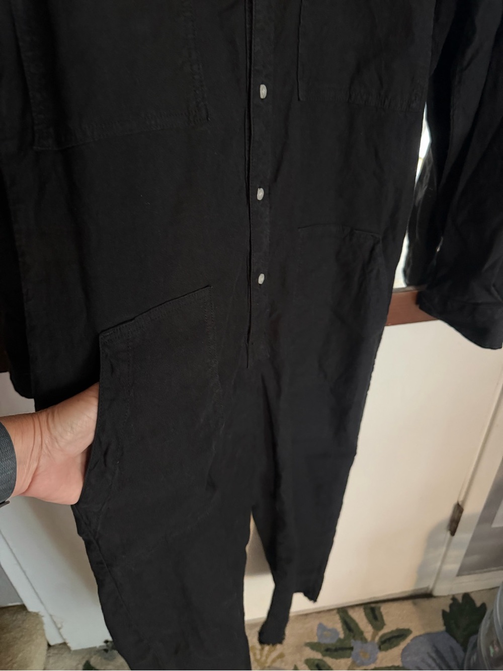 Frank & Eileen Ireland Black Button-Up Collared Jumpsuit - Picture 4 of 9